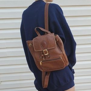 Vintage leather brown mini backpack quality